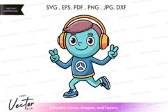 Happy music listener vector silhouette Product Image 1