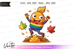 Happy fall character vector silhouette Product Image 1