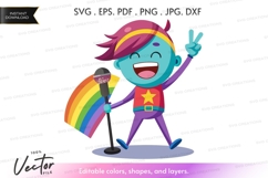 Happy singer with rainbow flag Product Image 1