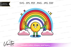 Happy emoji under rainbow vector silhouette Product Image 1