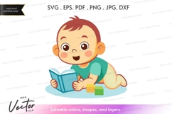 Curious baby reading book Product Image 1