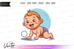 Happy baby crawling vector silhouette Product Image 1