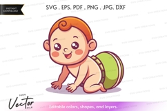 Happy baby crawling vector silhouette Product Image 1