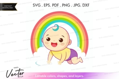 Baby under rainbow vector silhouette Product Image 1