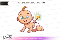 Baby with magic wand vector silhouette Product Image 1