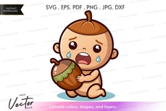 Crying acorn baby vector silhouette Product Image 1