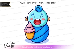 Delighted bear eating cupcake Product Image 1