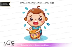 Vector silhouette of a child playing a drum Product Image 1