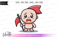 Crying baby holding a flag - vector silhouette Product Image 1