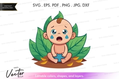 Crying baby in jungle vector silhouette Product Image 1