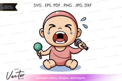 Baby singing vector silhouette Product Image 1