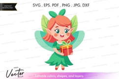 Fairy holding a gift - vector silhouette Product Image 1