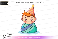Sad birthday child vector silhouette Product Image 1
