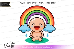 Happy baby under rainbow vector silhouette Product Image 1