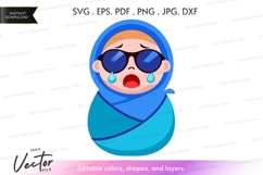 Crying girl in sunglasses vector silhouette Product Image 1