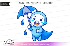 Crying baby with umbrella vector silhouette Product Image 1