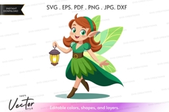 Fairy with lantern vector silhouette Product Image 1
