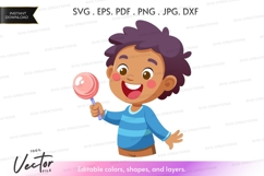 Happy child with lollipop vector silhouette Product Image 1