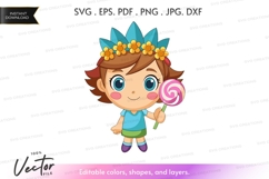 Happy girl with lollipop - vector silhouette Product Image 1