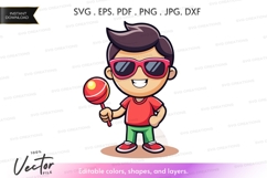 Cool kid with lollipop vector silhouette Product Image 1