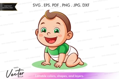 Happy baby crawling vector silhouette Product Image 1
