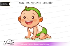 Happy baby crawling - vector silhouette Product Image 1