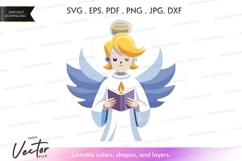 Angel holding a book vector silhouette Product Image 1