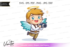 Vector silhouette of a young angel with a camera Product Image 1
