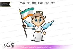 Angel holding irish flag - vector silhouette Product Image 1