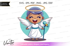 Joyful angel singing vector silhouette Product Image 1