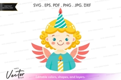 Happy birthday angel vector silhouette Product Image 1