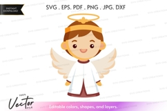 Cute angel with wings vector silhouette Product Image 1