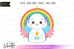 Vector silhouette of a cute angel with a rainbow Product Image 1