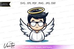 Nerdy angel vector silhouette Product Image 1