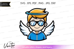 Cool angel with sunglasses vector silhouette Product Image 1