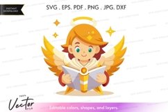 Angel reading a book vector silhouette Product Image 1