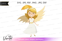 Angel with umbrella vector silhouette Product Image 1