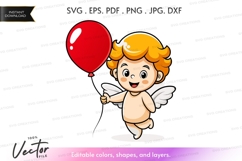 Cute angel holding a red balloon Product Image 1