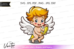 Cute angel holding banana Product Image 1