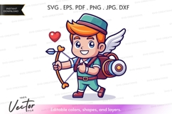 Vector silhouette of a young archer with wings Product Image 1