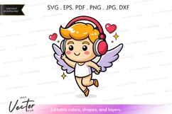 Dancing angel with headphones vector silhouette Product Image 1