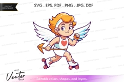 Vector silhouette of a skating cupid Product Image 1