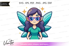 Cool fairy with sunglasses vector silhouette Product Image 1