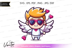 Cupid with sunglasses vector silhouette Product Image 1