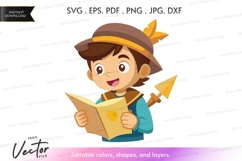 Adventurous boy with map and compass Product Image 1