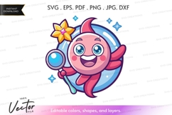 Whimsical pink fish vector silhouette Product Image 1