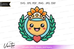 Kawaii queen vector silhouette Product Image 1
