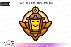 Happy lantern vector silhouette Product Image 1