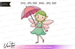 Fairy with umbrella vector silhouette Product Image 1