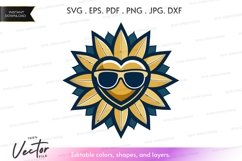 Cool sun with sunglasses vector silhouette Product Image 1